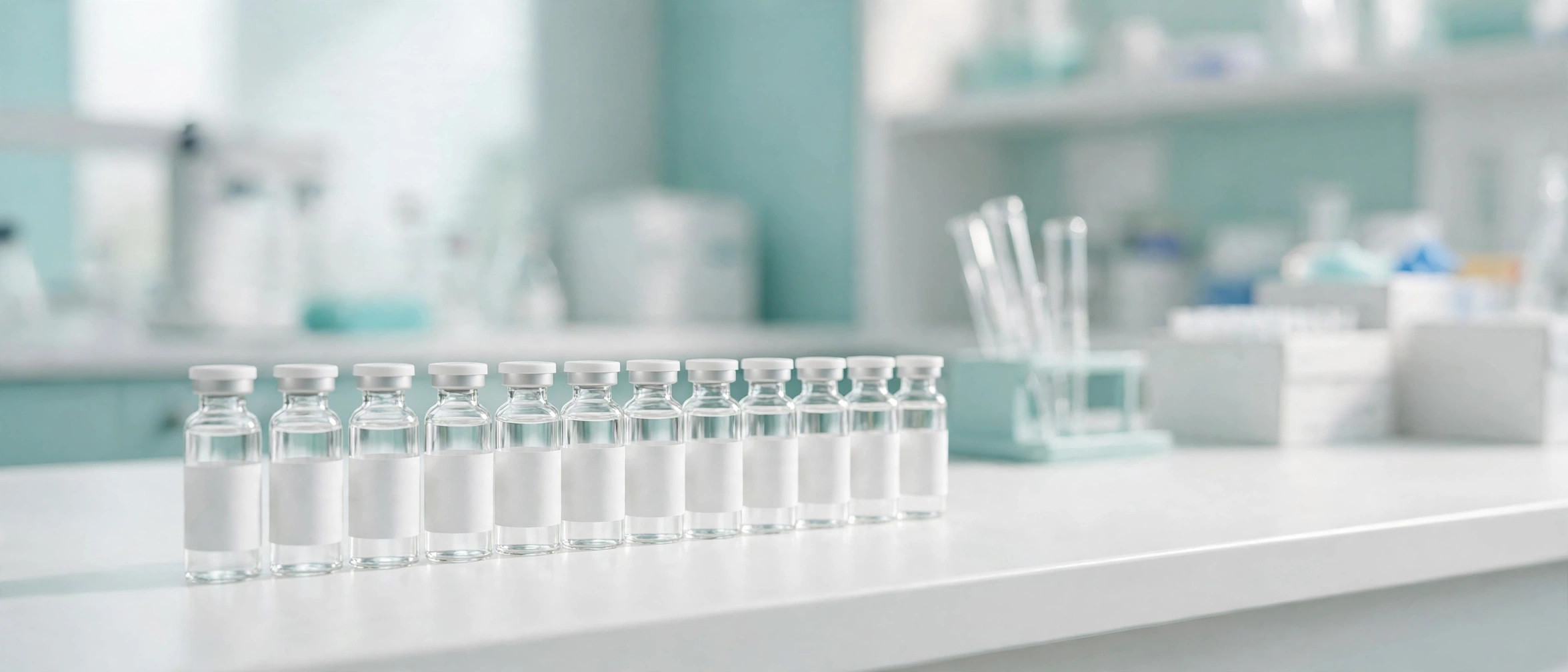 Pickering Peptides research vial in a laboratory setting